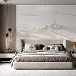 Fototapety Krajina s domom a poliami