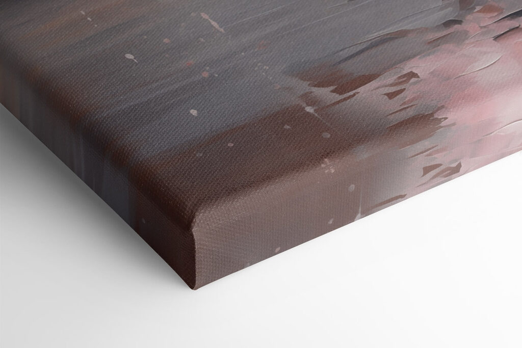 Painting of a girl in a pink dress dancing in the rain Painting of a girl in a pink dress dancing in the rain