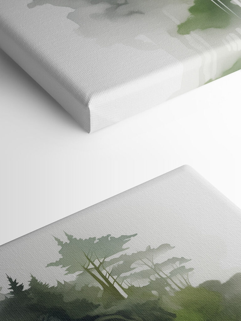 Woman with green leaves on her face