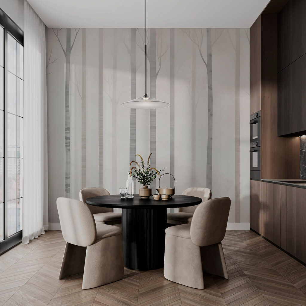 Group of trees in fog Group of trees in fog