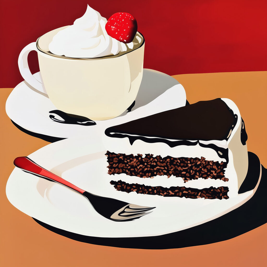 Piece of cake and a cup of coffee Piece of cake and a cup of coffee