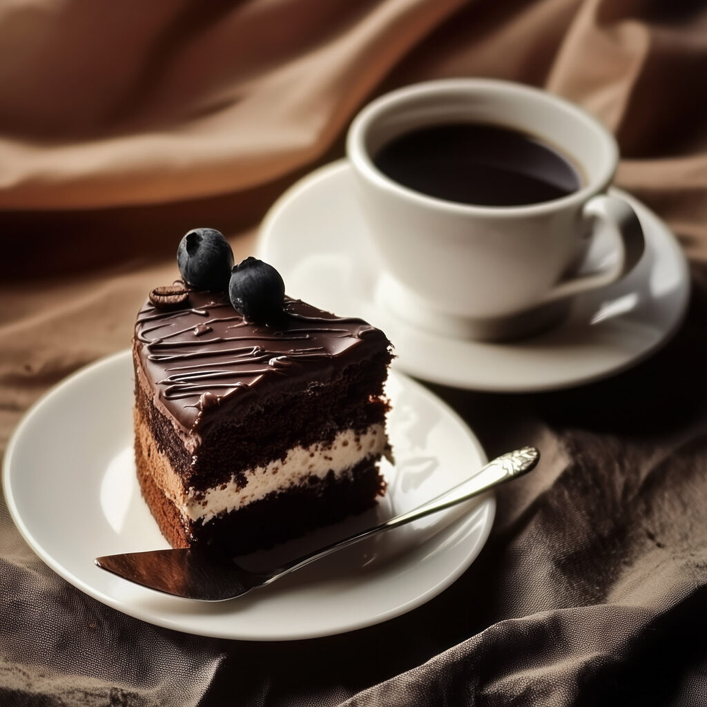 Piece of cake and a cup of coffee Piece of cake and a cup of coffee