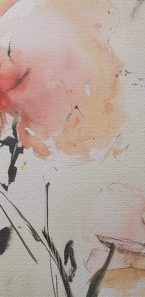 Painting of flowers on a white surface Painting of flowers on a white surface