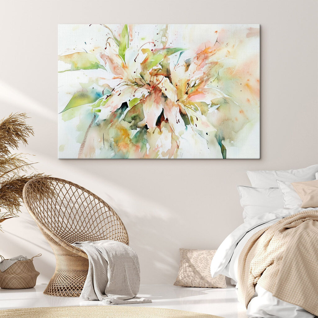Painting of flowers on a white surface Painting of flowers on a white surface