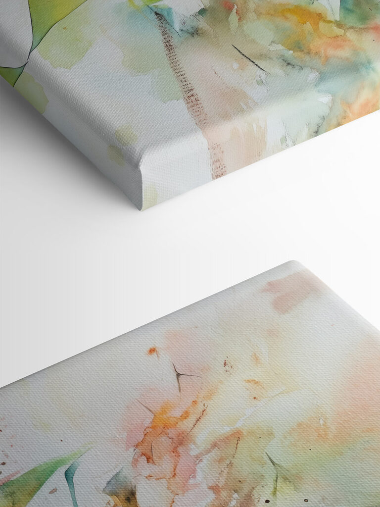 Painting of flowers on a white surface Painting of flowers on a white surface