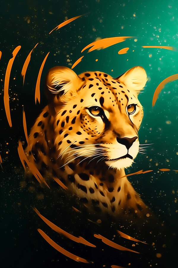 Gepard s oranžovými škvrnami Gepard s oranžovými škvrnami