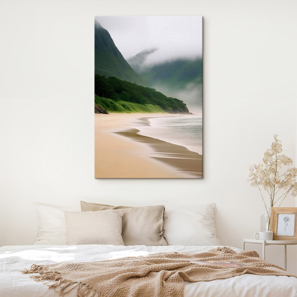 Beach with trees and mountains Beach with trees and mountains