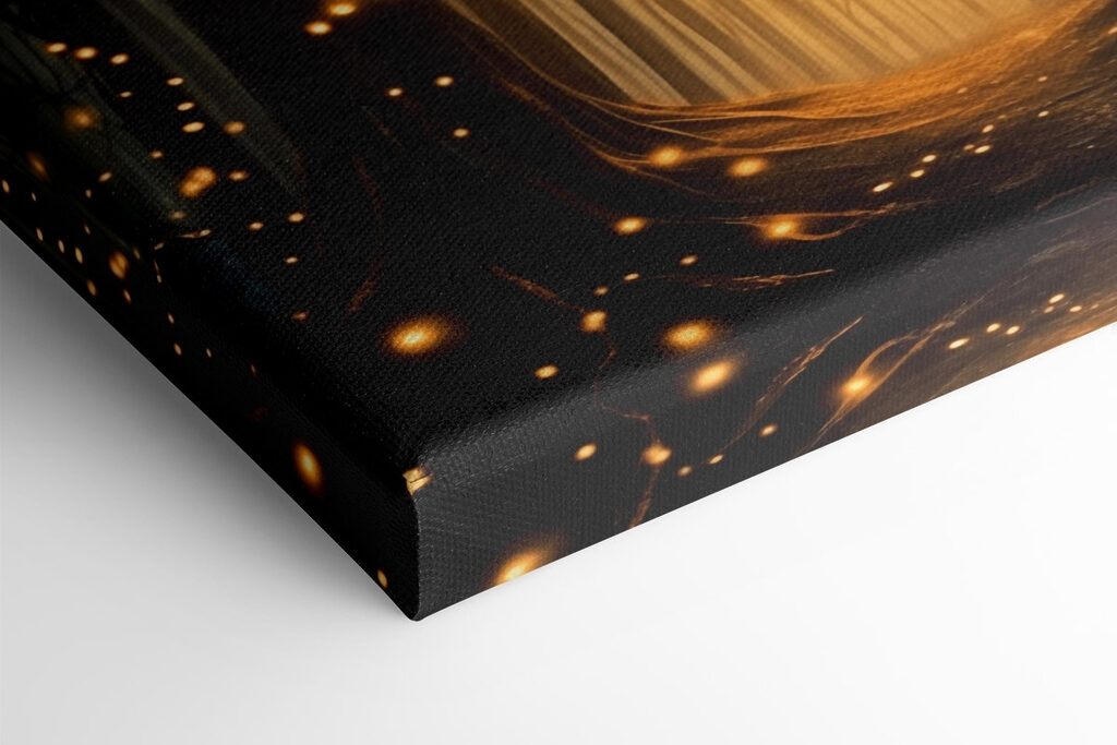 Path through a forest with many trees with lights Path through a forest with many trees with lights