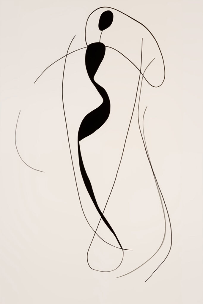 Black and white drawing of a woman