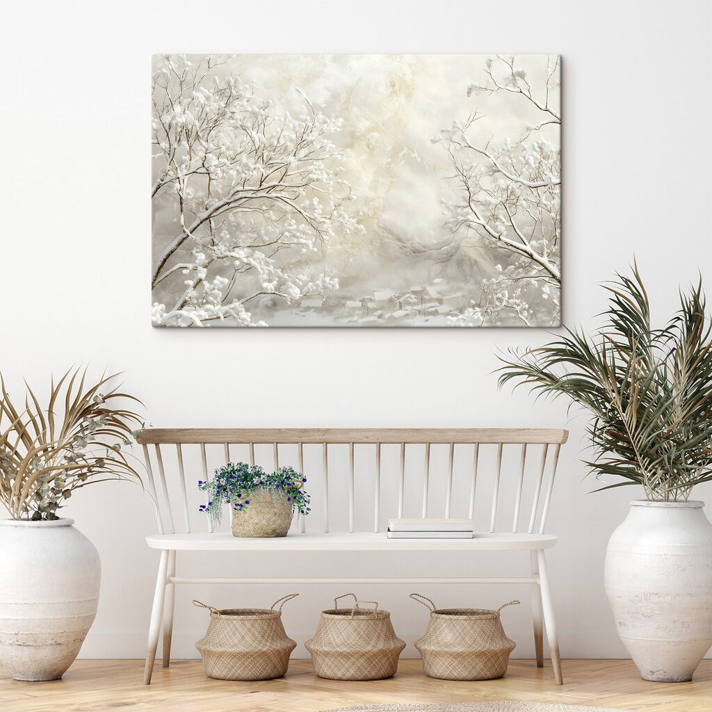 Snow covered trees in a snowy landscape Snow covered trees in a snowy landscape