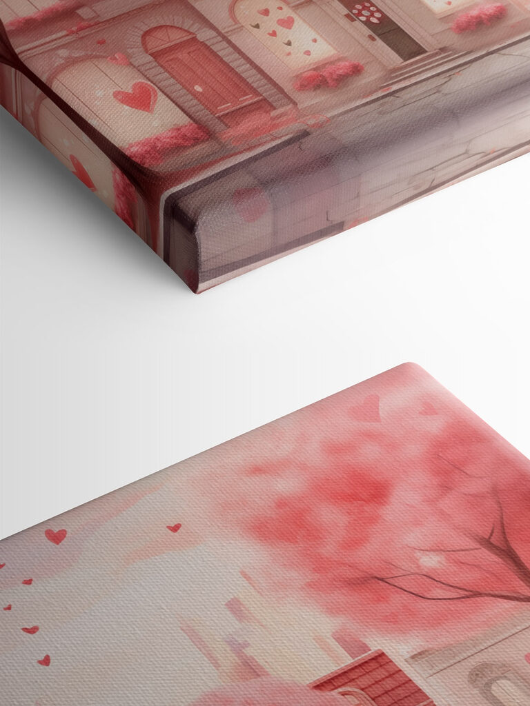 Pink trees with hearts falling from the sky Pink trees with hearts falling from the sky