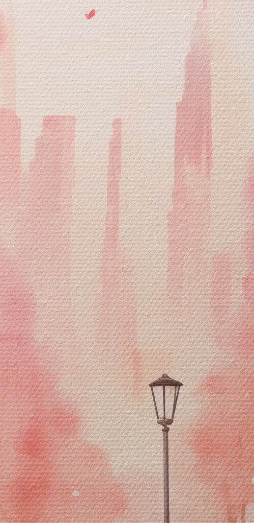 Pink trees with hearts falling from the sky Pink trees with hearts falling from the sky