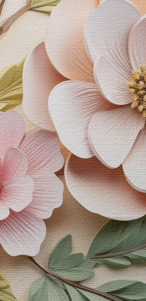 Paper flowers and leaves