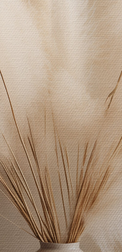 White vase with fluffy flowers