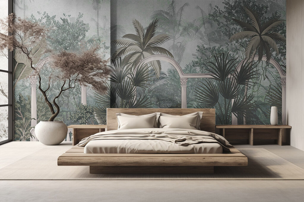 Wallpaper with palm trees and a balcony Wallpaper with palm trees and a balcony