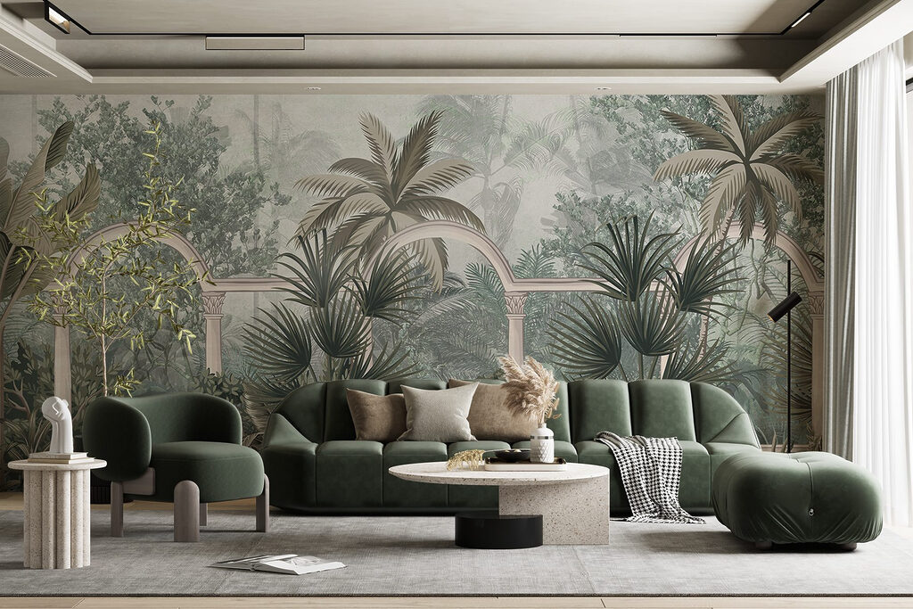 Wallpaper with palm trees and a balcony Wallpaper with palm trees and a balcony