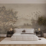 Fototapety Krajina so stromami a riekou