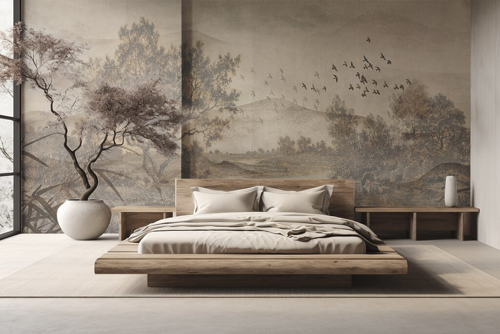 Landscape with trees and a river Landscape with trees and a river