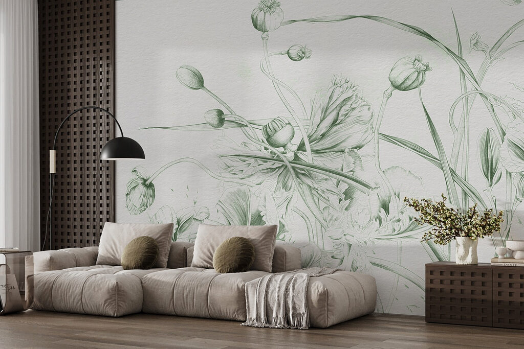 Drawing of flowers and leaves