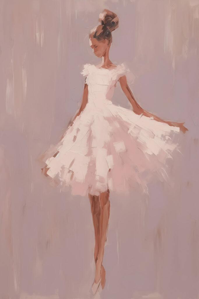 Painting of a woman in a white dress Painting of a woman in a white dress