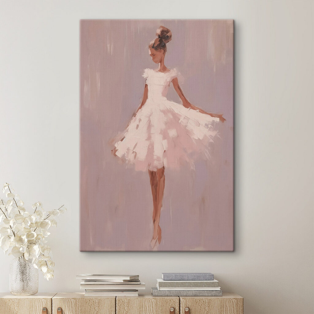 Painting of a woman in a white dress Painting of a woman in a white dress