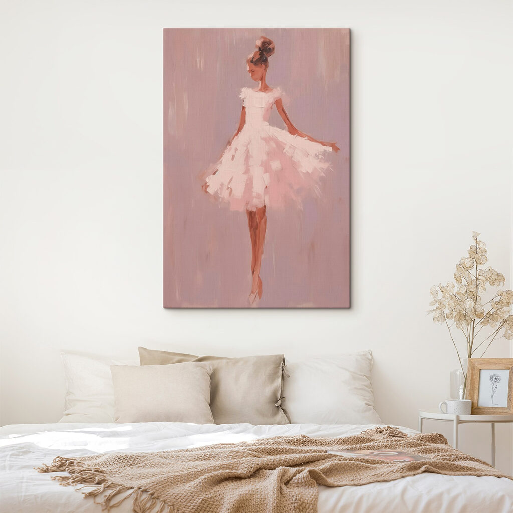 Painting of a woman in a white dress Painting of a woman in a white dress