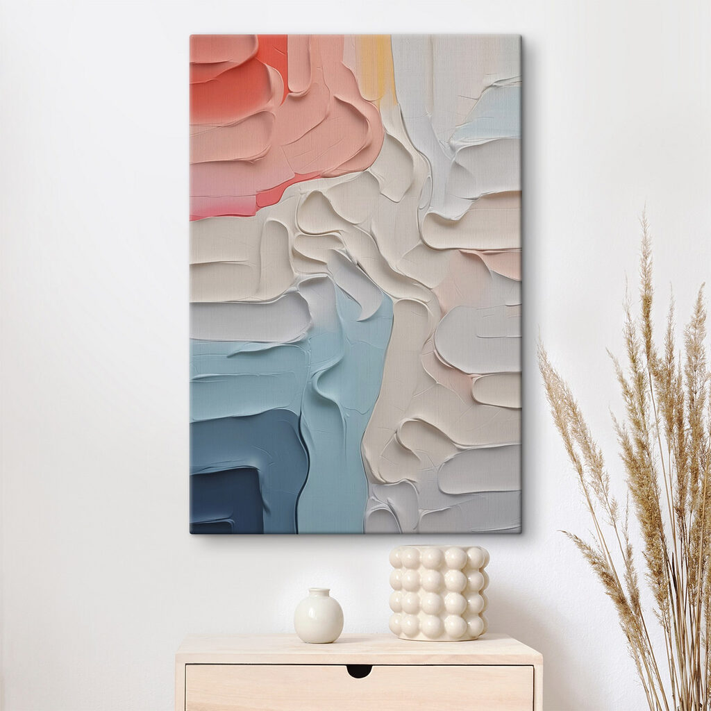 Soft hues blend in textured waves Soft hues blend in textured waves