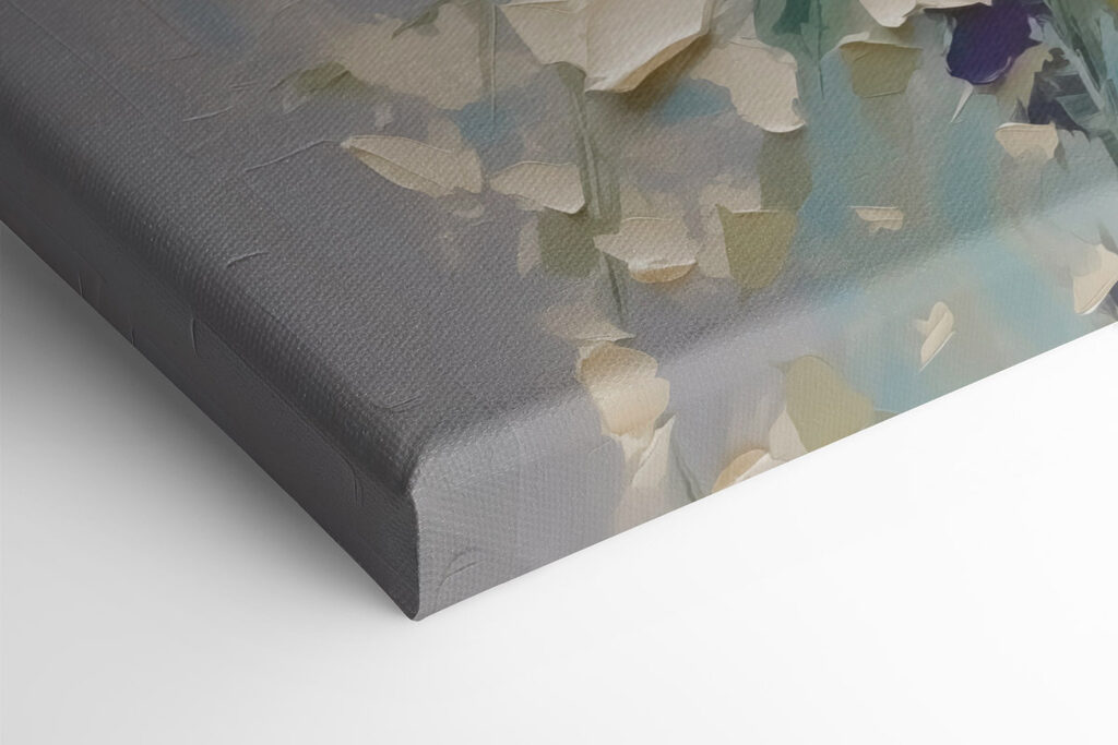 Painting of flowers on a blue surface Painting of flowers on a blue surface