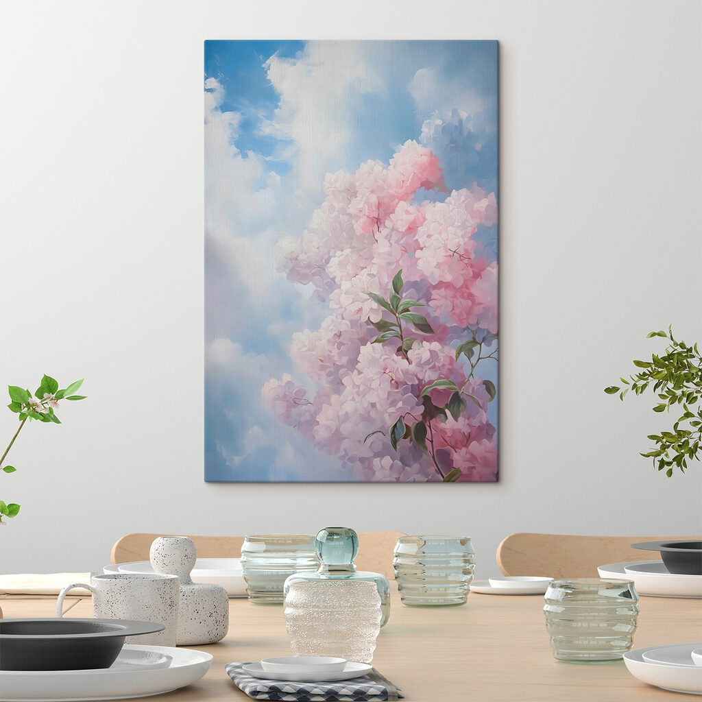 Painting of a tree with pink flowers Painting of a tree with pink flowers