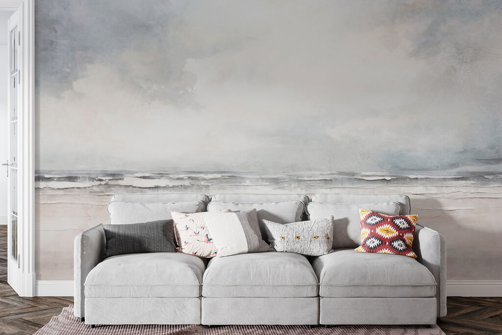 Beach with waves and clouds