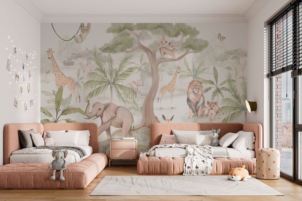 Wallpaper with animals and trees Wallpaper with animals and trees