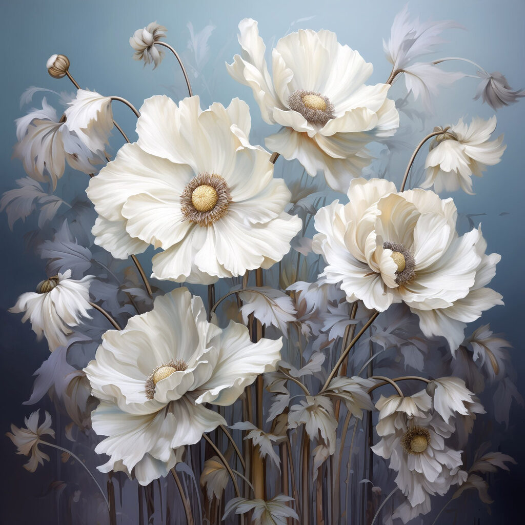 Painting of white flowers Painting of white flowers