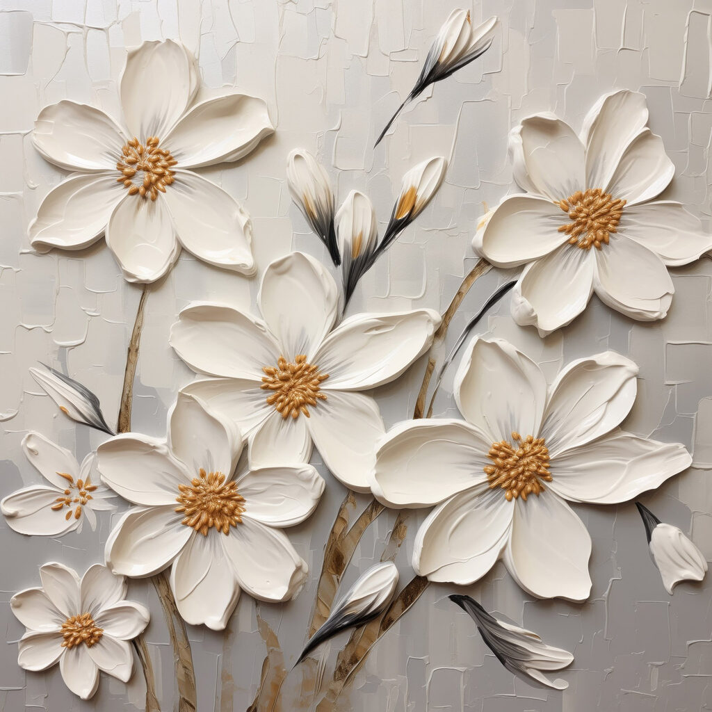 Painting of white flowers
