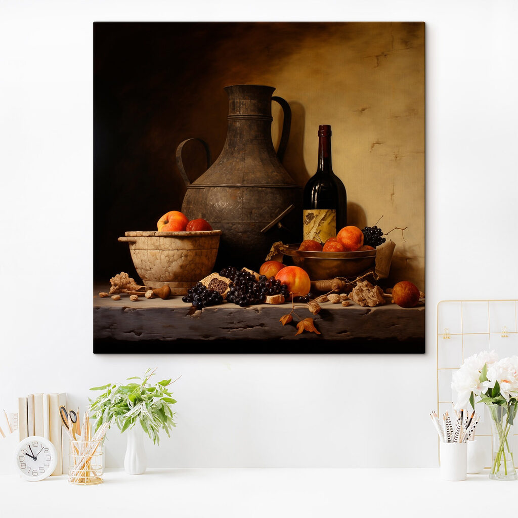 Still life with fruit and a bottle Still life with fruit and a bottle