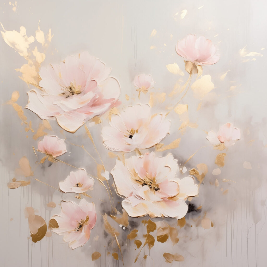 Painting of flowers on a white surface