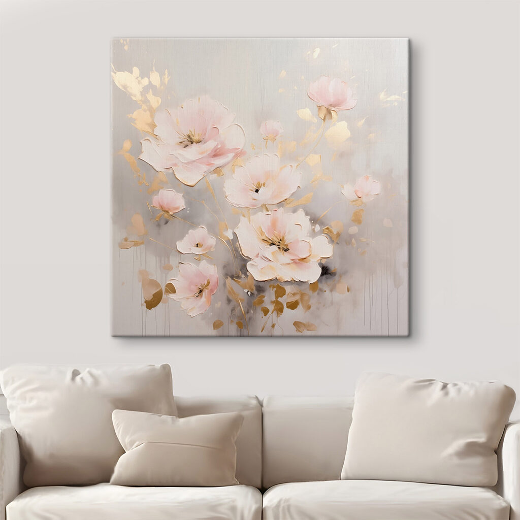 Painting of flowers on a white surface