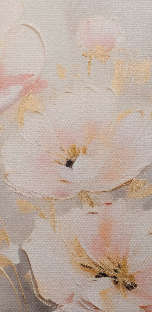 Painting of flowers on a white surface
