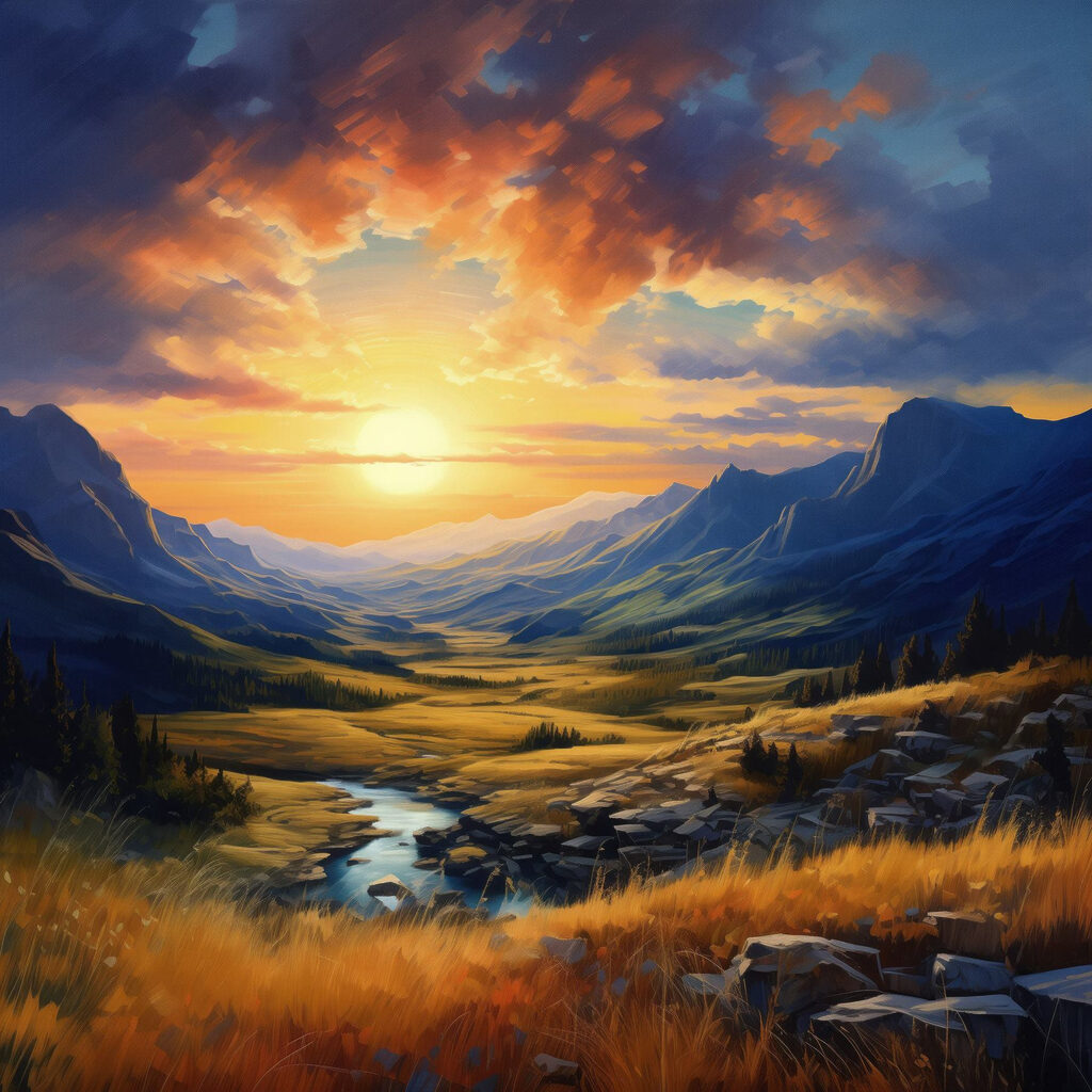 Landscape with a river and mountains