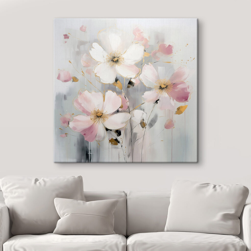 Painting of flowers on a grey background Painting of flowers on a grey background