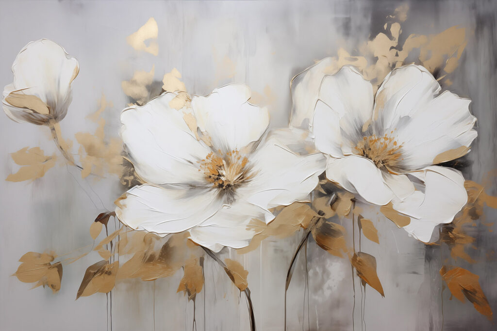Painting of white flowers Painting of white flowers