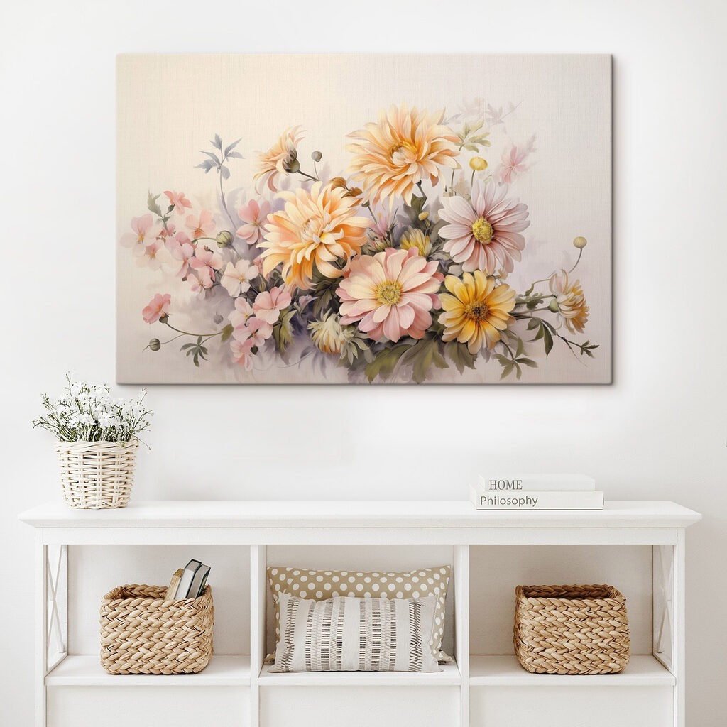 Painting of flowers on a white background Painting of flowers on a white background