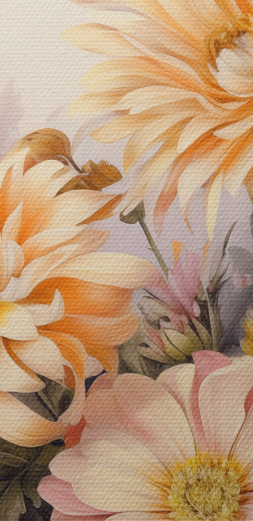 Painting of flowers on a white background Painting of flowers on a white background