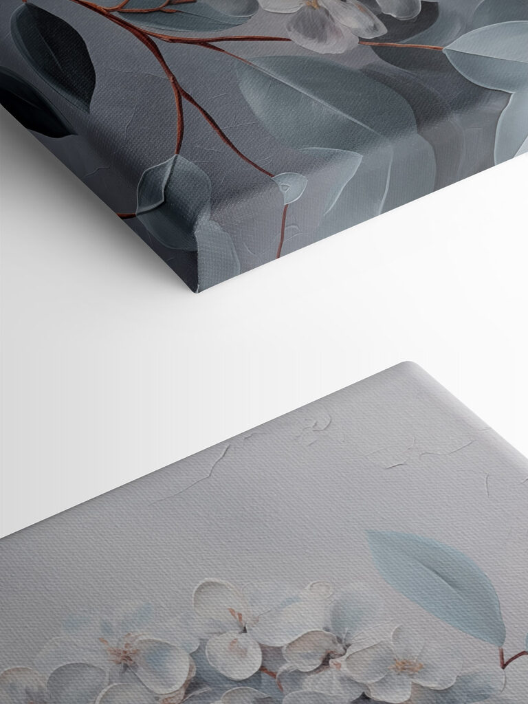 Painting of white flowers and leaves