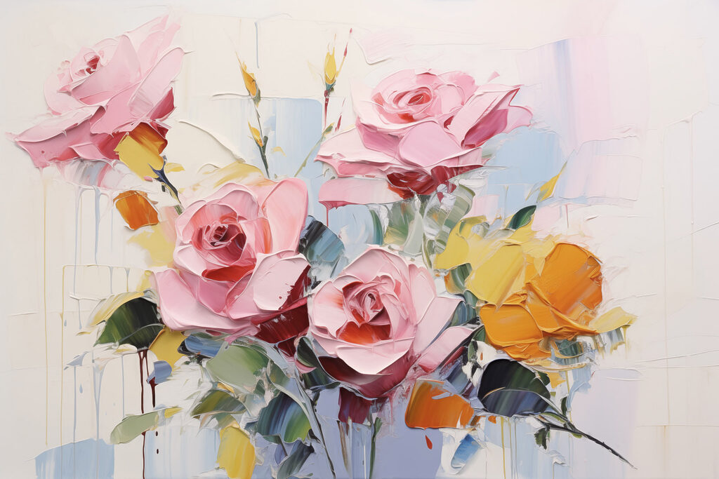 Painting of flowers on a white background Painting of flowers on a white background