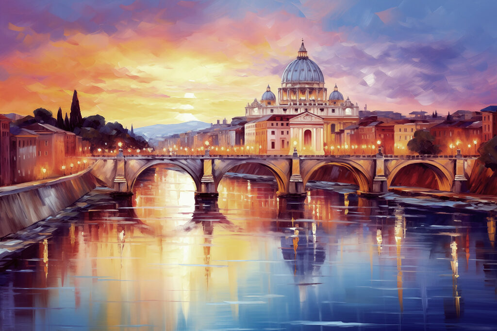 Bridge over a river with a building in the background Bridge over a river with a building in the background