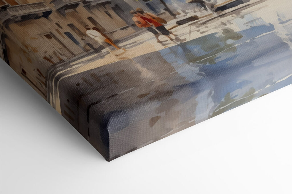 Watercolor of a building with a fountain in front of it Watercolor of a building with a fountain in front of it