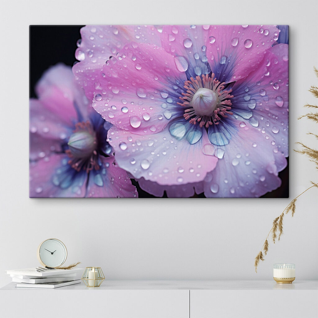 Delicate flowers adorned with water droplets Delicate flowers adorned with water droplets