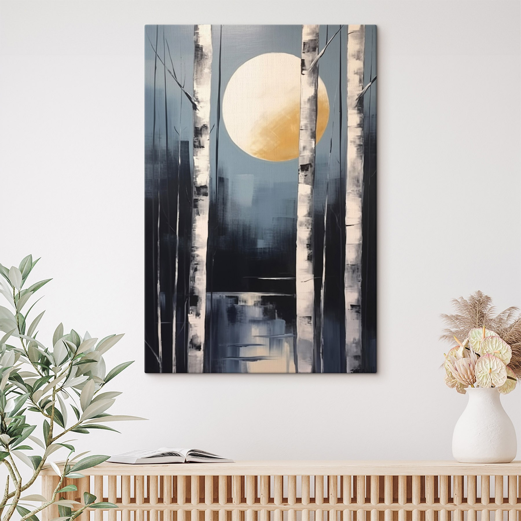 Painting of a moon in the sky