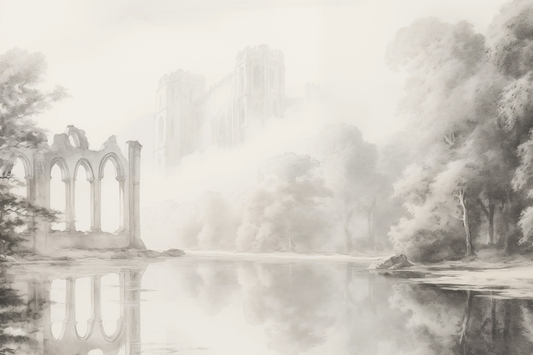Water body with a castle in the background