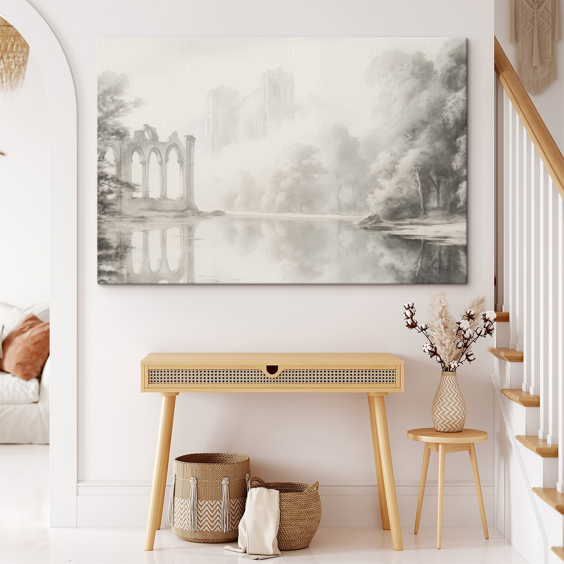 Water body with a castle in the background